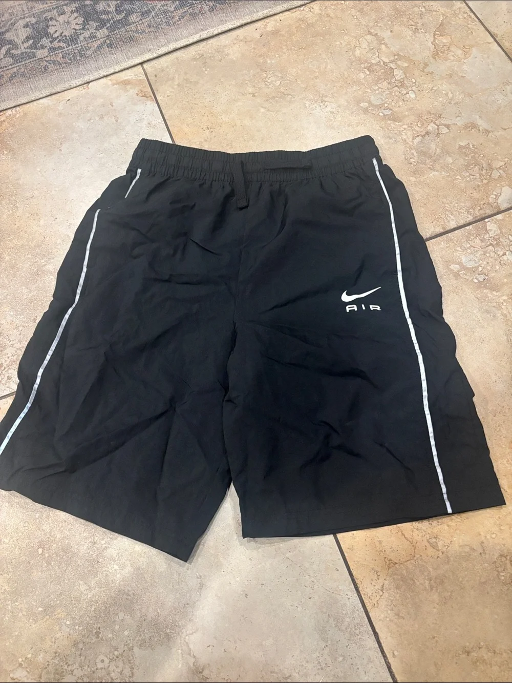 Nike Black Athletic Shorts with White Piping and Air Logo size XL